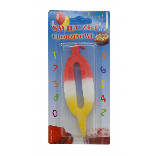 Lumânare cifra 0 Tricolor